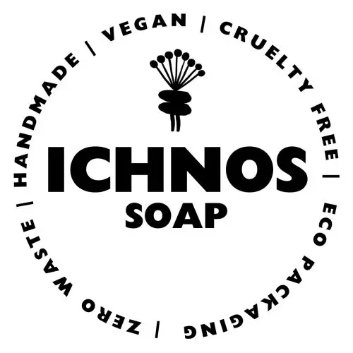 LOGO ICHNOS SOAP Beige Minimalist Small Business Sticker - katia poupaki